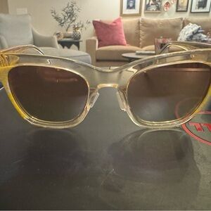 L.A.M.B. Clear Frame Sunglasses with Brown Lenses